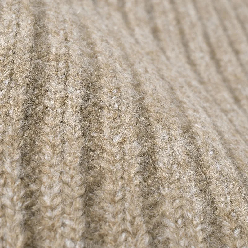 Unisex Thick Wool Knit Beanie Hat – Warm Winter Cap with Earflaps