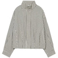 Women's Plaid Cropped Bomber Jacket – Oversized Zip-Up Outerwear for Spring & Autumn