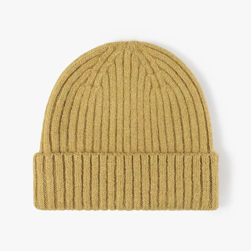 Unisex Thick Wool Knit Beanie Hat – Warm Winter Cap with Earflaps