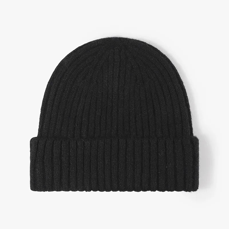 Unisex Thick Wool Knit Beanie Hat – Warm Winter Cap with Earflaps