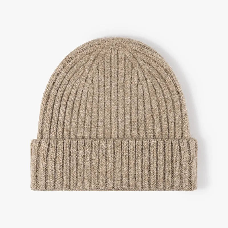 Unisex Thick Wool Knit Beanie Hat – Warm Winter Cap with Earflaps