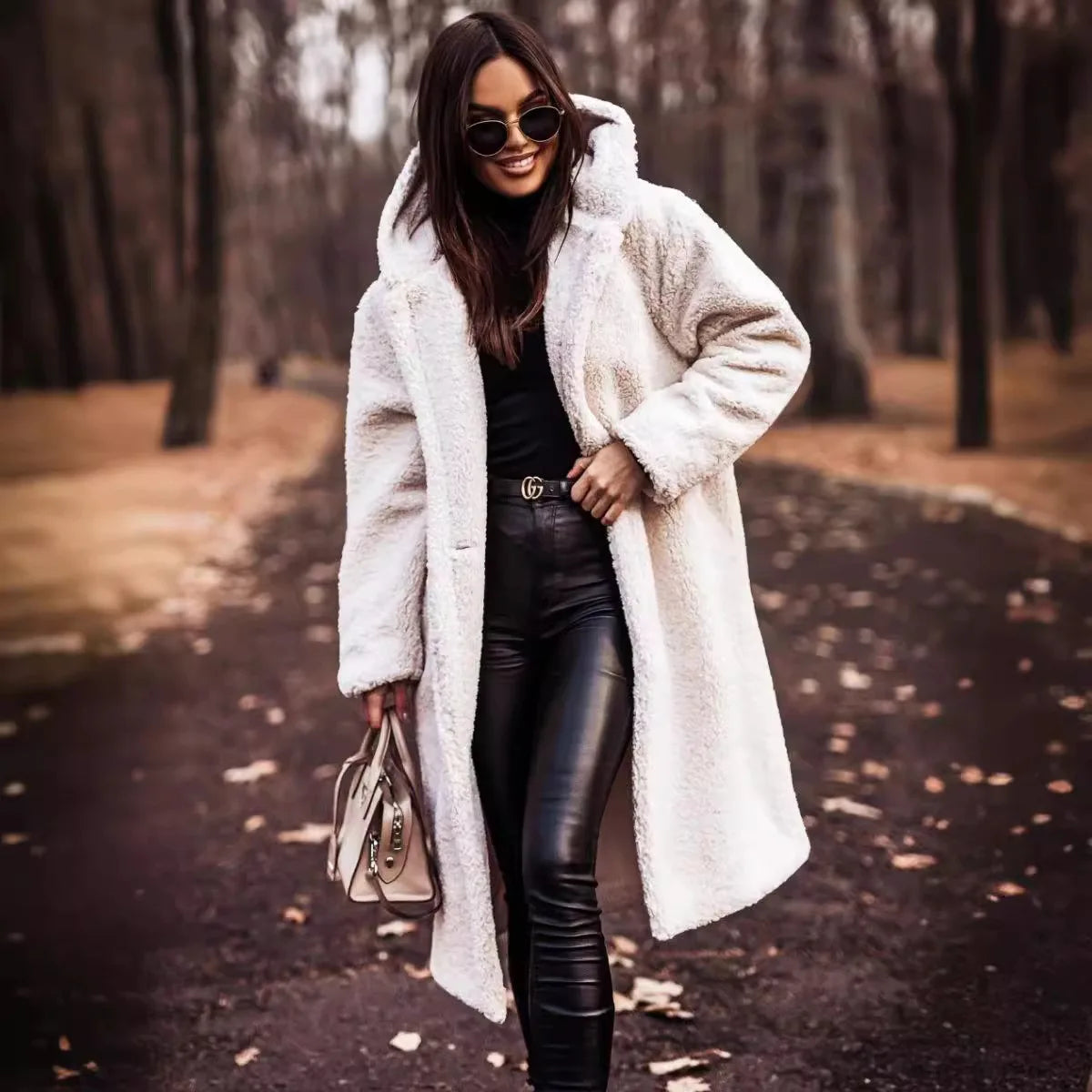 Women’s Warm Wool Coat – Long Hooded Thick Winter Jacket