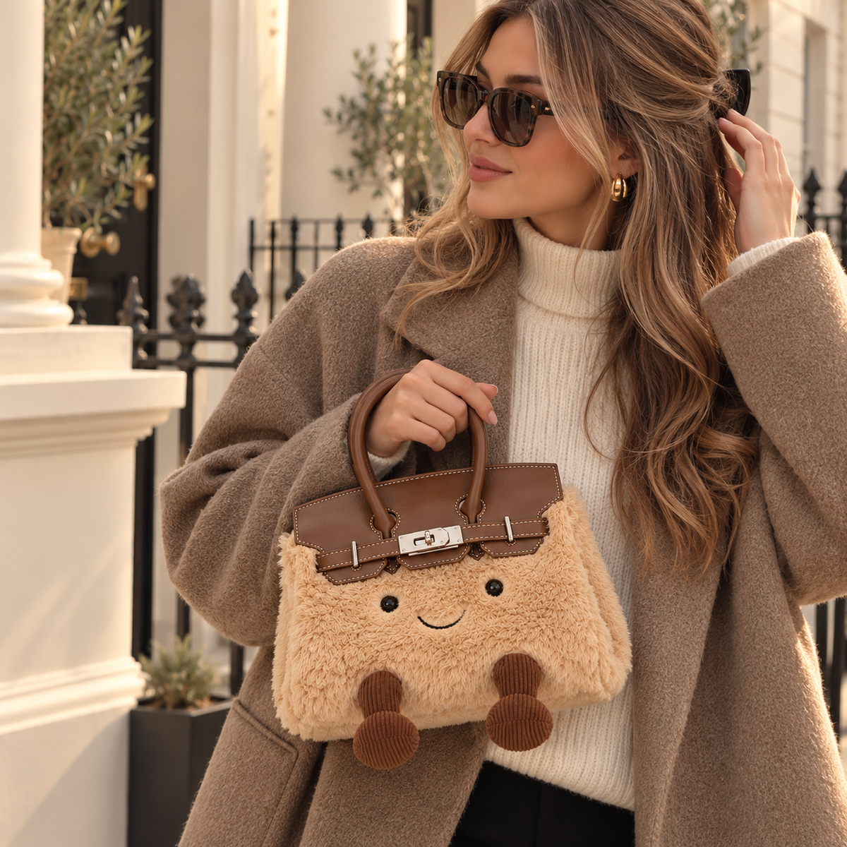Women’s Plush Shoulder Bag – Soft Fluffy Adjustable Crossbody Bag